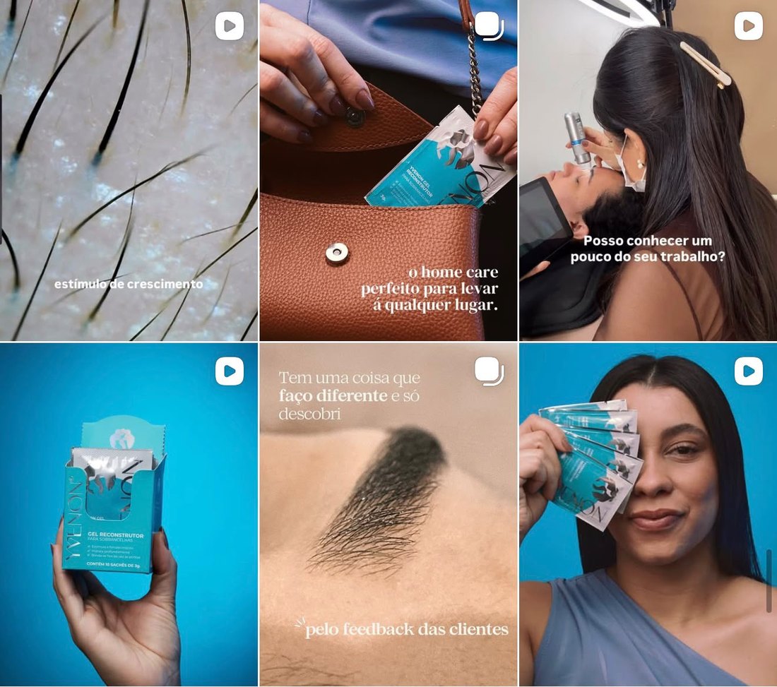 Exemplos de conteúdos com produtos Yvenon no Instagram